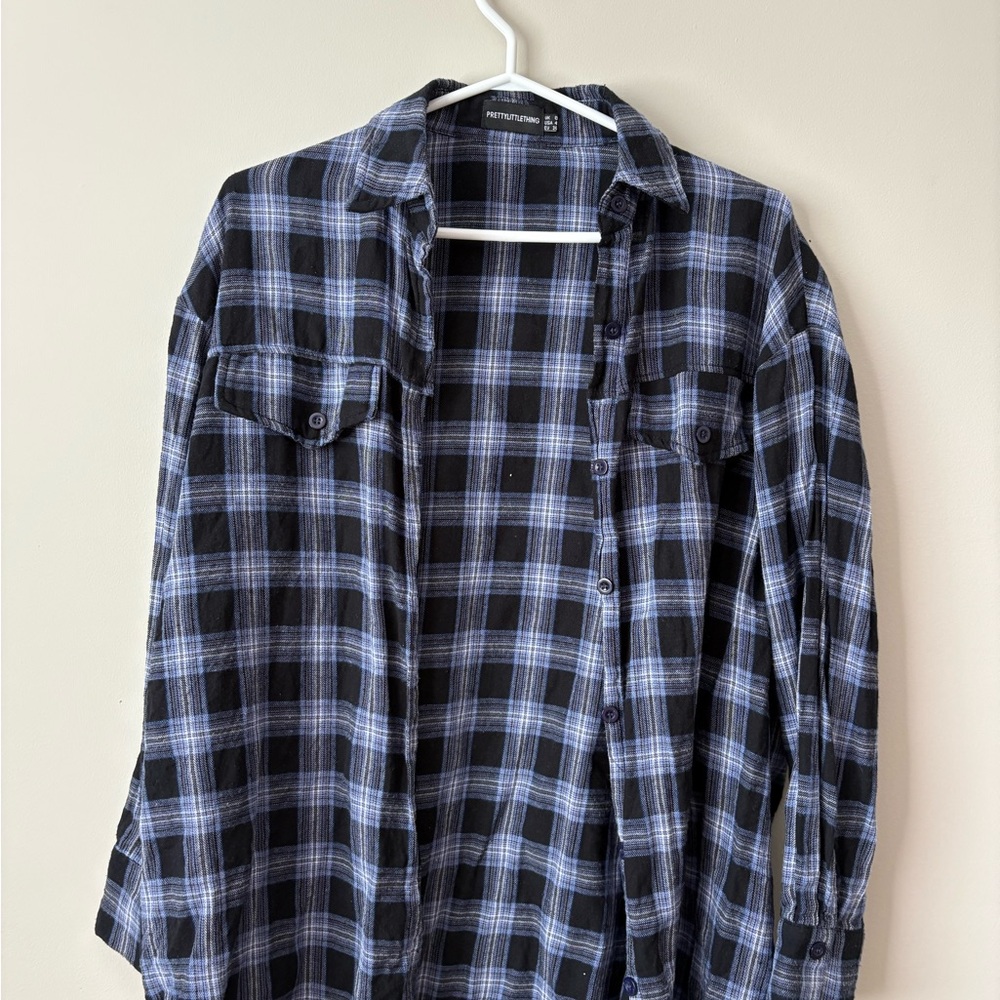PrettyLittleThing Blue and Black Checkered Shirt